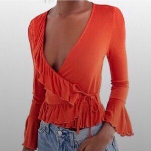 Size XS Urban Outfitters Candyd Orange Wrap Top